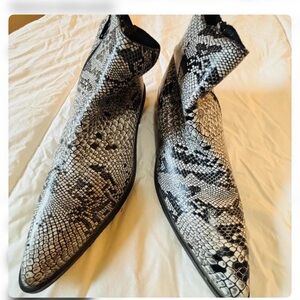 Shyanne Black and White Snakeskin Ankle Boots